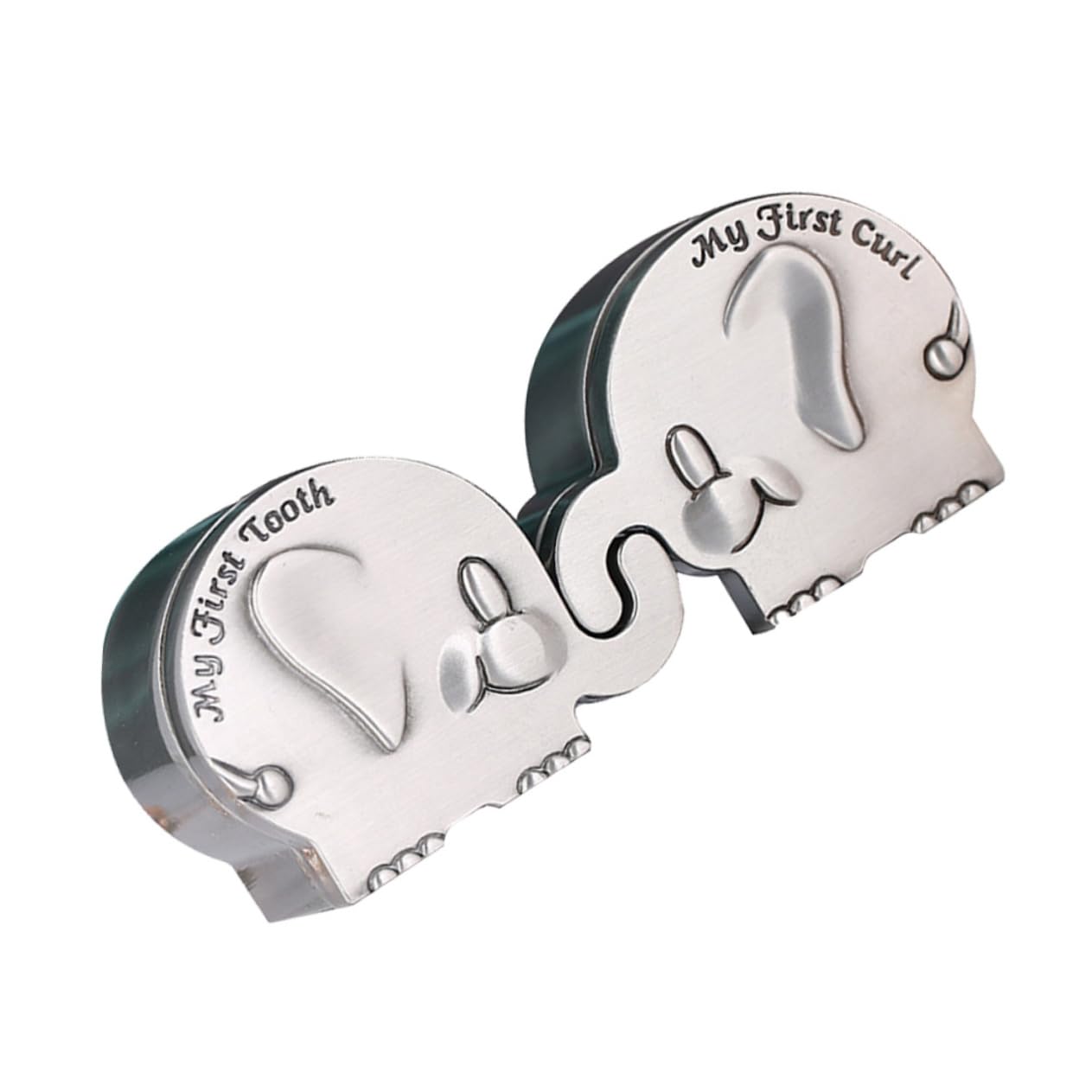 ULDIGI 1Pair Elephant Shape Tooth and Curl Keepsake Box Collection Box for Newborn Teeth Smooth Surface Storage Container present for Nursery and Special Occasions