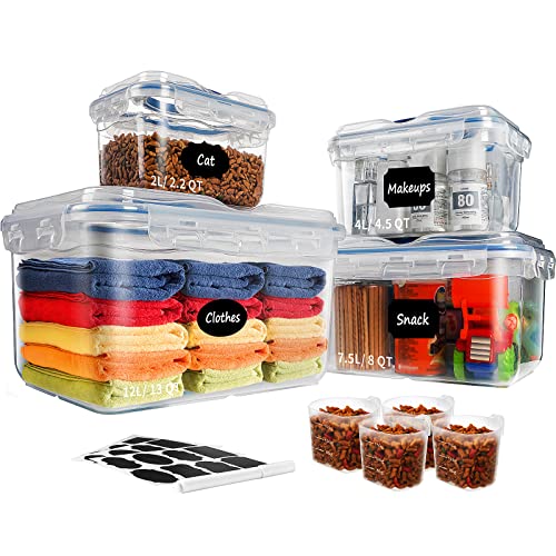 Plastic Storage Bins with Lids, Lockcoo 4 Pack Airtight Storage Box Clear Storage Bins with Handle, Multipurpose Lidded Home Storage Latch Box Tote Organizing Storage Container