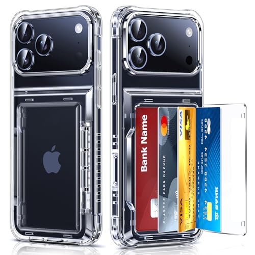 LeYi for iPhone 17-Pro-Max Cases Wallet: Clear Card Holder Cover Women i Phone 17pro Promax Funda para iPhone17 Maxcase iohone 17promax Active Style Credit Storage Pocketable Design Transparente