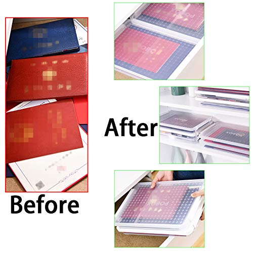 Btsky 2 Pack A4 Plus Clear Plastic Stackable Storage Box Desk Paper Magazine Container With Buckle, Office Supplies Accessories File Protector Case Organizer, Portable Project Case Document Holders With 2 Lids #TOP6