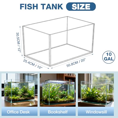Image of 10 Gallon Rectangular Fish Tank, Rimless Ultra Clear Nano Aquarium