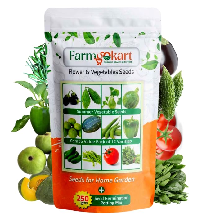 Farmgokart | Summer Season Vegetables Seeds Combo Pack of 12 Varieties for home Gardening (Appx 1700 Seeds) | + 250 Gms of Seed Germination Potting Soil Mix | SVEG01)) (B09XXJXBSB) Amazon Price History, Amazon Price Tracker