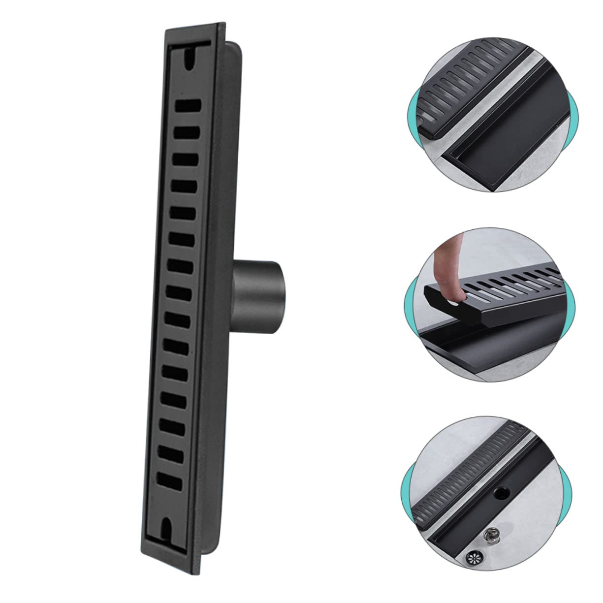 Desagüe 304 de Acero Inoxidable de Suelo Rectangular Negro