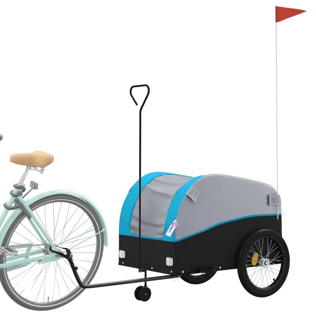 Fahrradanhänger Schwarz und Blau 45 kg Eisen, Fahrrad Anhänger, Lastenanhänger, Handwagen, Fahrrad-lastenanhänger, Lastenfahrrad - 94156