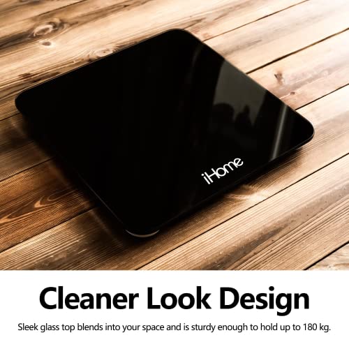 Ihome Digital Scale Step-On Bathroom Scale - Ihome High Precision Body Weight Scale - 400 Lbs, Battery Powered With Led Display - Batteries Included -Great For Home Gym (Black) #TOP5