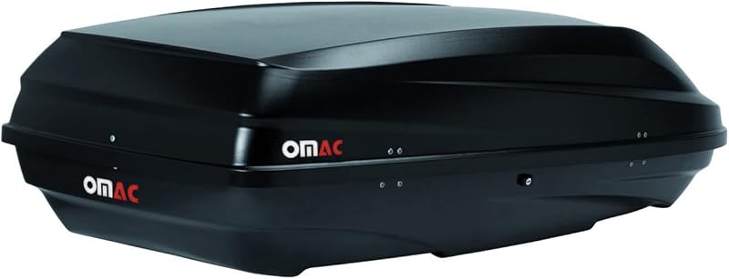 OMAC Portaequipajes de Techo Rígido, Caja de Carga de 8 Pies Cúbicos para Portaequipajes, Apertura de Doble Lado, Cofre de Techo Impermeable, Portaequipajes de Techo para Automóvil, Negro Mate con Llaves de Seguridad