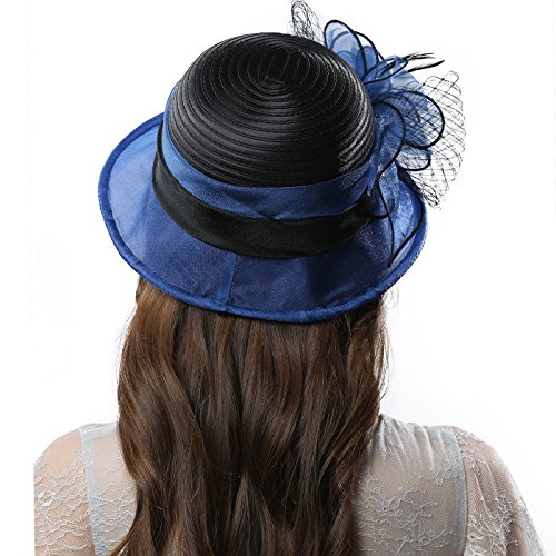Janey&Rubbins Womens Church Derby Wedding Fascinators Cloche Bucket Bowler Hat (Navy/Black)