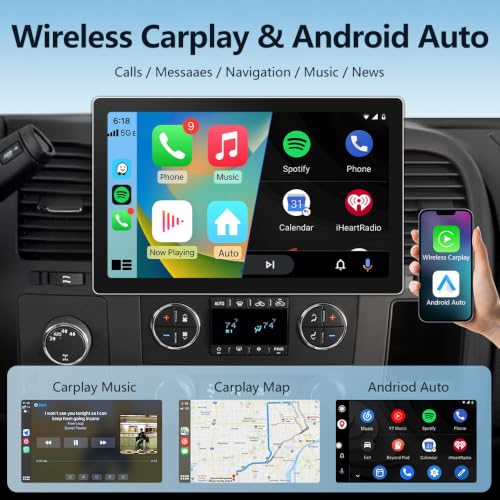 Image of AWESAFE 11.5 Inch Car Radio Stereo for Chevy Silverado Tahoe Equinox GMC Sierra Yukon 2007-2013 with CarPlay & Android Auto