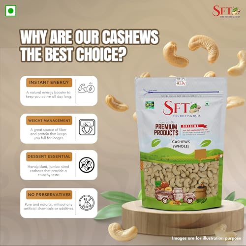 Image of SFT Pure Cashews Whole /Kaju, 200g, Nutritious & Delicious, Premium Kaju nuts, Rich in Protein, Magnesium & Phosphorus, Deluxe Size & Crunchy Nuts
