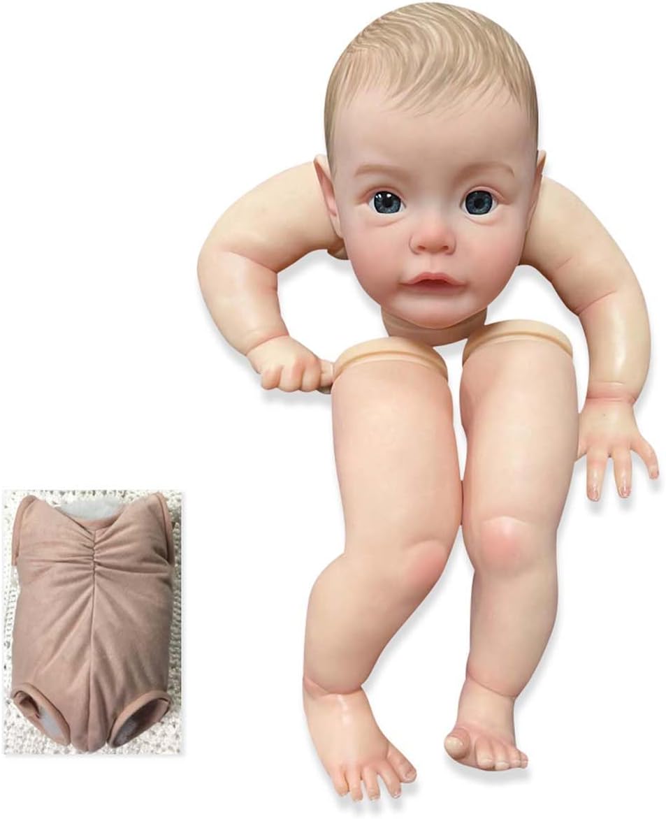 24 Inches Already Painted Realistic Reborn Doll Parts Awake Lifelike Newborn Baby Detailed Painting with Visible Veins Eyes Cloth Body Included