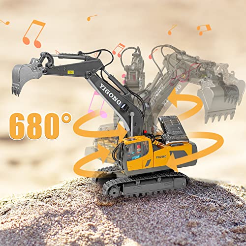 Fuuy Rc Excavator Toys For Boys 3-5 Year Old 11-Channel Remote Control Excavator Rc Construction Vehicles Toys For Adults & Kids Age 4-7 Boy Outdoor Birthday Gifts 680°Rotating Building Rc Loader #TOP1