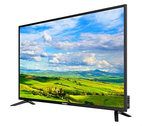 Бурчтуу алдыңкы view of Haier H43D6FG 43-inch Smart TV with stand