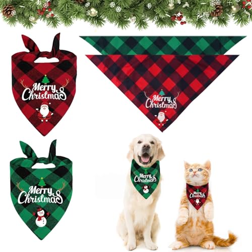 Halstuch Hund Weihnachten, 2 Stück Einstellbare Hundehalstuch Weihnachten, Weihnachtshalstuch Hund, Süße Haustier Halstuch Schal, Dreieck Bandana Hund, für Kleine Mittelgroße Große Hunde Katzen
