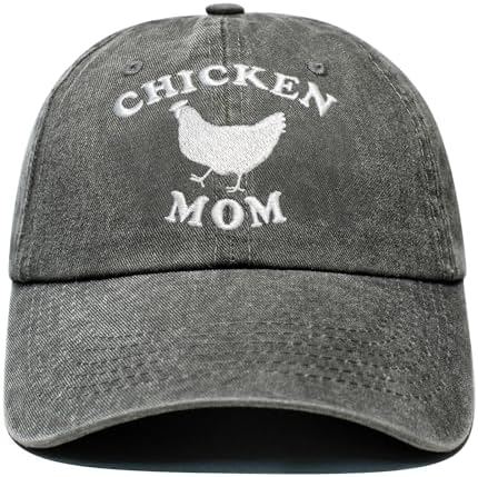 Chicken Mom Hat, Chicken Mom Gifts for Women, Adjustable Washed C...