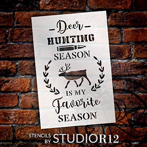 Miniatura 2 de StudioR12 - Plantilla de temporada favorita de caza de ciervos, regalo de decoración del hogar de laurel natural, letrero de madera para