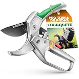 GRÜNTEK Tijera de Podar Yunque Recolectora con Trinquete. Cortarramas Profesional CÓNDOR 20cm