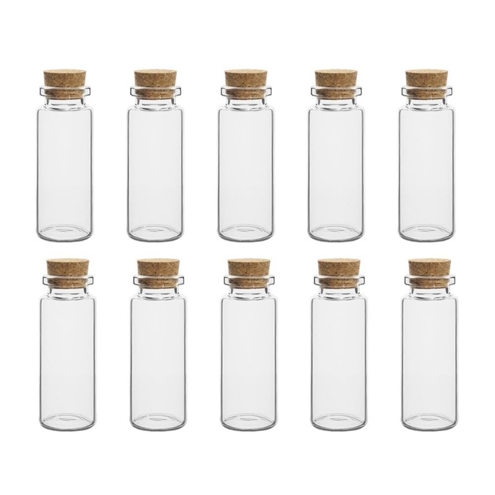 Loacea Decorative Glass Jar 20pcs Mini Glass Vials Cork Transparent Wishing Bottles, Small with Stoppers for Candy(22x40mm)