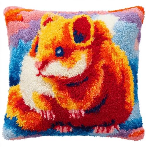 Kit de cojín de gancho de pestillo de hámster animado para fundas de almohada 43x43cm