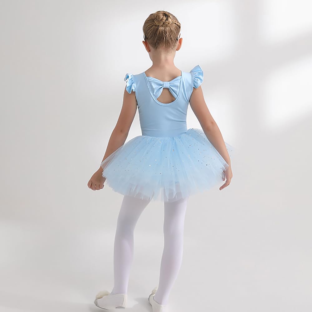 Dziewczęca sukienka baletowa spódnice tutu dla dziewczynek 4-warstwowe tiulowe body do tańca baletowego Leotard sukienka gimnastyczna z krótkim rękawem balerina dla dziewczynek