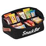 Punorric Snack Organiser for Kitchen Countertop, Crisp Storage Snack Basket with Tiered Design, Snack Trays with Compartments, Black Fabric Pantry Organizers and Storage for Home Office