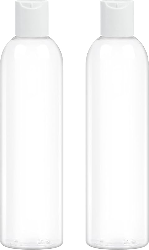 ZLEVEAYN 2 Frascos Plásticos Recarregáveis de 237 mL com Tampa Disc-top, Transparentes