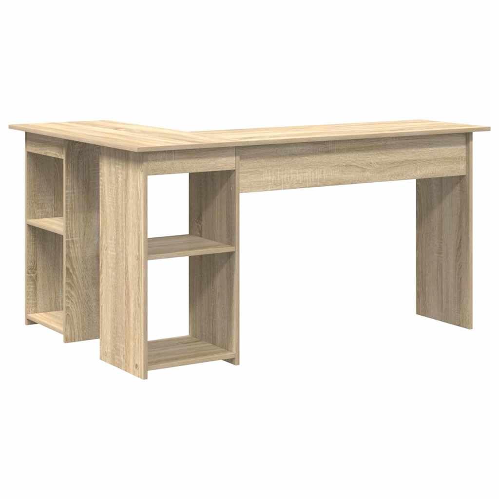 Schreibtisch Sonoma-Eiche Holzwerkstoff 142 x 102 x 73 cm Eckschreibtisch mit Stauraum für Büro und Homeoffice ergonomisch platzsparend Arbeitszimmer Laptop PC Gaming
