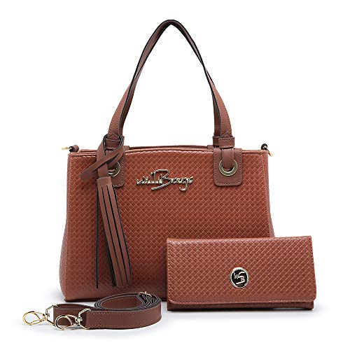 Kit Bolsa + Carteira Willibags Feminina + Transversal Removível (CARAMELO)