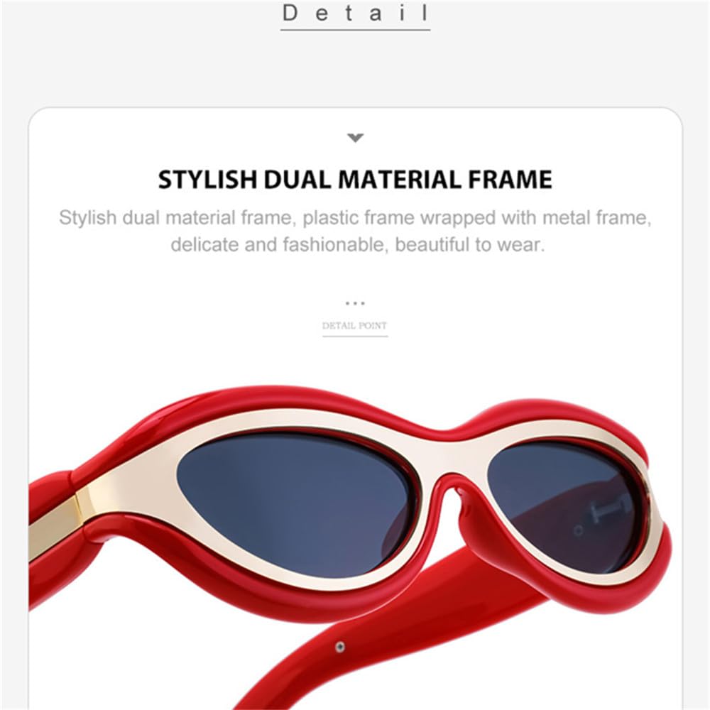 Cat Eye Damen Sonnenbrille Halbmetall Farbverlauf Spiegel Brillen Herren Punk Sonnenbrille Shades UV400