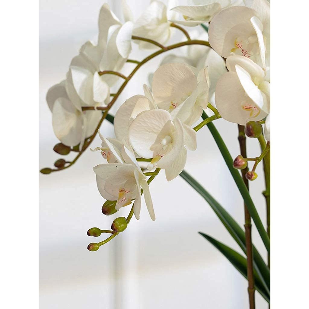Kunstblumen-Set, künstliche Orchideen (Phalaenopsis 8) mit Goldener Vase, Dekoration für Hochzeitszimmer, Schlafzimmer und mehr.