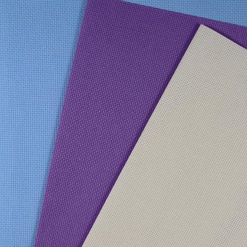 Image of KCS 3 pc of 12 inch x 18 inch(30cmx45cm) 18CT Counted Cotton Aida Cloth Cross Stitch Fabric (Cream+Light Blue+Lavender)