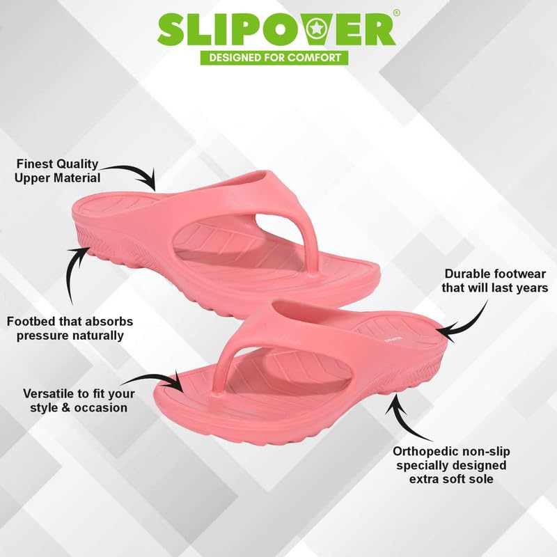 Image of SLIPOVER Flip Flop (W Boost) Slippers for Women Stylish|Comfortable|Soft|Lightweight|Anti-Skid|Arch Support|Lab Tested|Casual|EVA Slippers|Sandals|Chappals, Ideal for: Womens|Girls