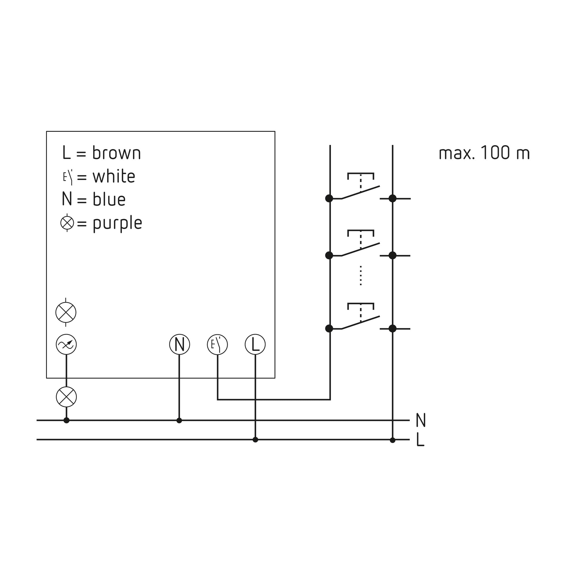 Theben 5400134 DIMAX 540 BN Mini dimmer universale da incasso | versione con 4 conduttori, 32,7 x 26,6 x 9,6 mm, lunghezza cavo fino a 100 m, funzione memoria