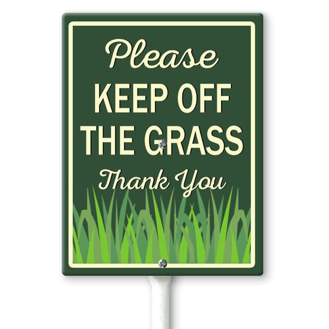 Horienteeon Please Keep Off The Grass Thank You Yard Sign with Stakes 20×30cm, Sturdy Aluminum Yard Signs Rust Free, No Parking Grass Lawn Signs Easy to Install Outdoor Use