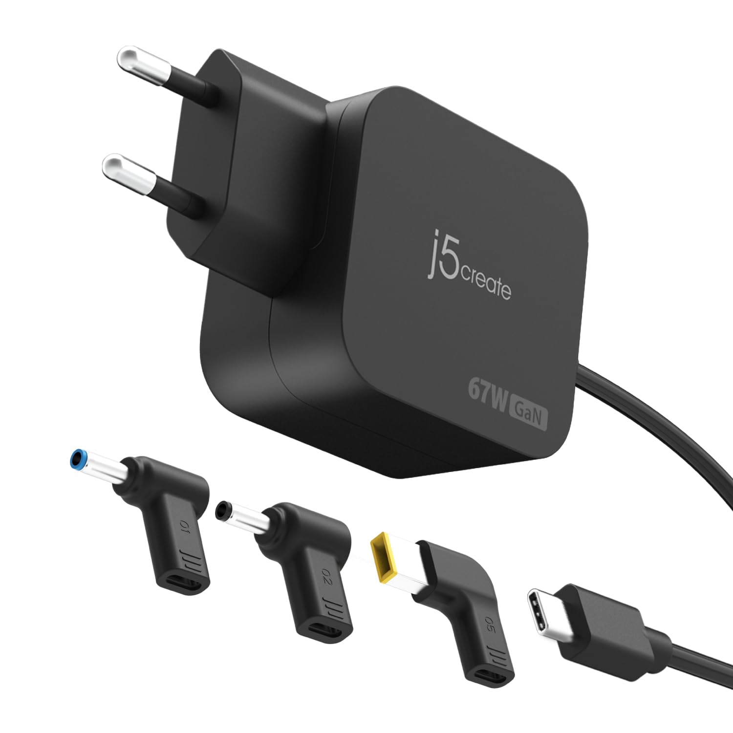 j5create 67W USBC mini caricabatterie con DC, adatto per il computer portatile alimentato USBC e il computer portatile alimentato DC (JUP1565DCE3A)