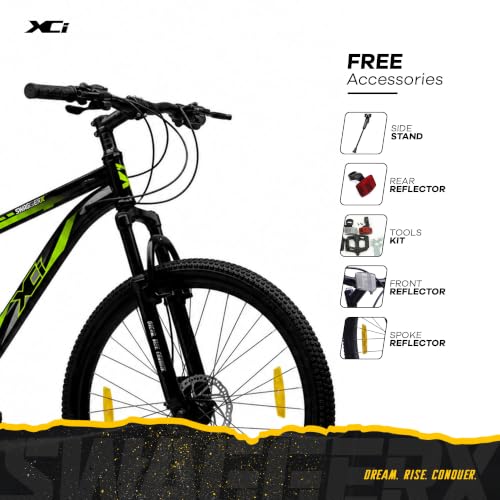 Image of XCi Swagger X 2.0 Mountain Bike | 26-Inch Tyres | 21-Speed Shimano Gears | Tuff Shox Suspension | Mechanical Disc Brakes | Youth 12+ Years |17-Inch Ultra Light Steel Frame | Black Green