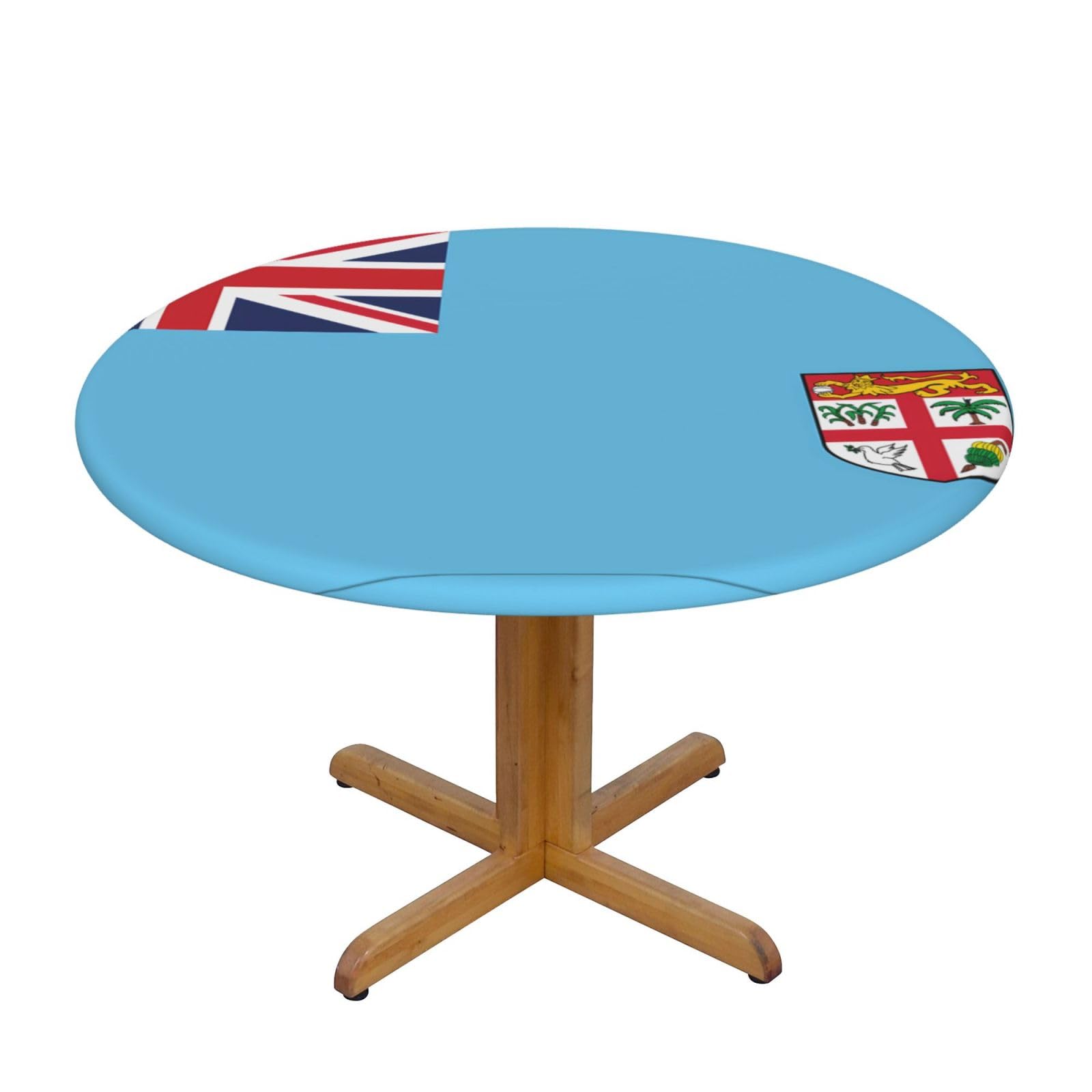 ZQYTGFDC Fiji Flag M Decorative Round Tablecloth Waterproof Anti Stain Oil Proof Size for 40 50 inch