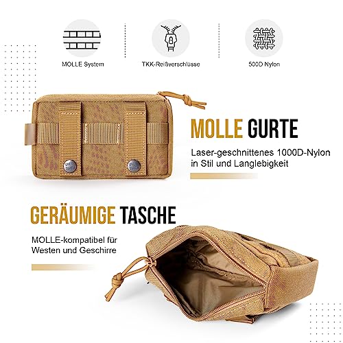 OneTigris X23 Futterbeutel für Hunde 2 Stück, Laser-Cut Design für eine EDC-Tasche für Hunde, Nylon, Langlebig, mit großer Kapazität und reflektierenden Streifen, für MOLLE Hundegeschirr