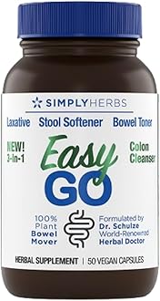 Dr. Schulze's Easy GO Bowel Mover - Formulated Gentle Laxative, Colon Toner & Stool Softener | 100% Plant Natural Bowel Cleanse - Promotes Regular & Complete Bowel Movements - 50 Count Vegan
