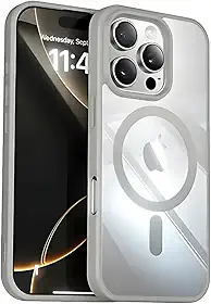 Capinha Case Capa Transparente Basic Anti Impacto Bordas Elevadas Magnética Premium Luxo Para iPhone (Cinza, iPhone 16 Pro Max)
