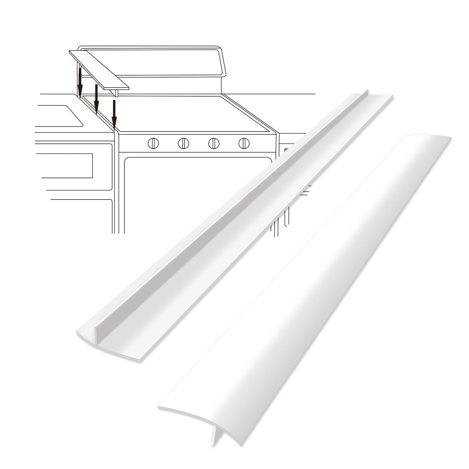 GASHELL Silicone Stove Gap Covers(2 Pack), Heat Resistant Stove counter gap cover (25 Inches, White)