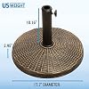 US Weight - Cast Stone Patio Umbrella Base, 22lb Wicker Pattern - Durable, Weather-Resistant Patio Umbrella Base - Made in the USA - Bronze