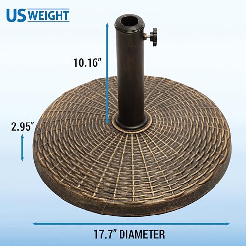 image for US Weight - Cast Stone Patio Umbrella Base, 22lb Wicker Pattern - Dura