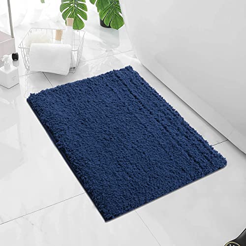 Image of Purav Light 2200 GSM Soft Fluffy Runner Mats (1.33 x 2 ft, Navy Blue)| Durable & Washable Bedside Runner for Bedroom, Mat for Bathroom, Living Room Floor Home Decoration with Anti Skid Backing