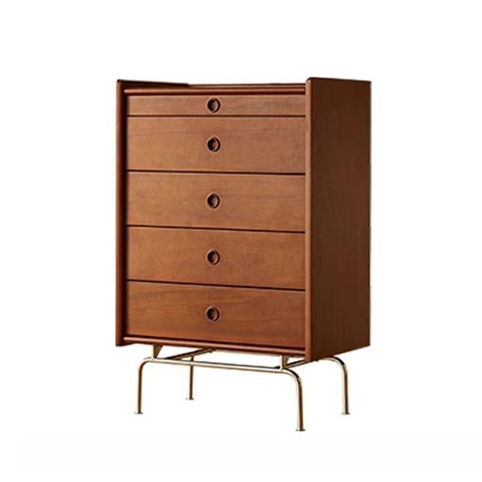 Dh2yjnbf3 Bruin Bedroom 5-Drawer Chest, Wood Storage Dresser Cabinet, Vintage Of Drawers Small, Stainless Steel Sofa Sideboard Storage Organizer(Bruin)