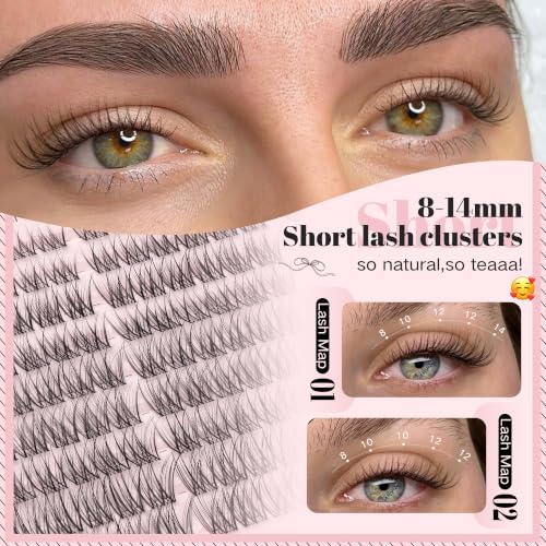 Image of Goddvenus Short Lash Clusters 8-14mm Natural Wispy Eyelash Clusters, C Curl Individual Lashes, Fluffy False Eyelashes for DIY Cluster Eyelash Extensions for Everyday Wear