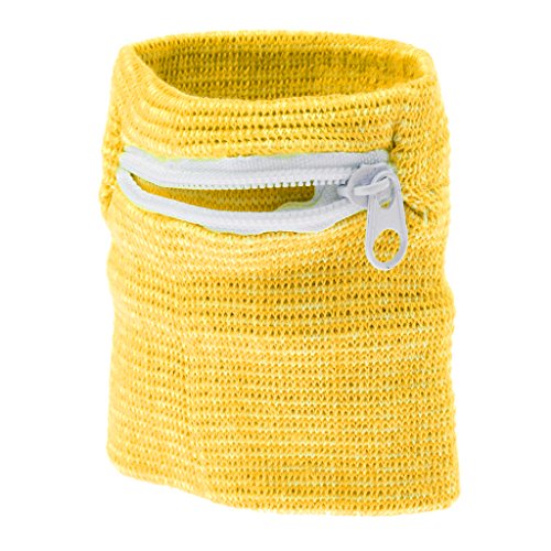 LEIPUPA Unissex Esportes Basquete Ciclismo Corrida Pulseira Zipper Pocket Sweatband - Amarelo