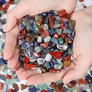 DUQGUHO Chakra Crystals Chip Bulk Natural Mixed Healing Crystal Crushed Stones for Succulent Plant Flowerpot Rocks Vase Filler Pebbles for Planters 0.88 lbs