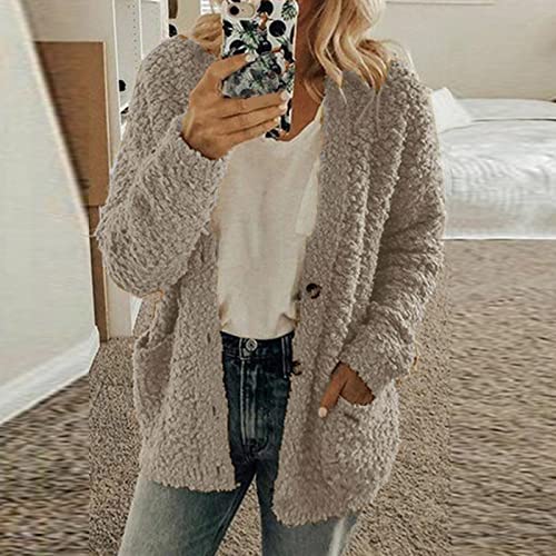 Fur Coats For Women 2022 Fashion Clothes Warm Casual Solid Fuzzy Fleece Sherpa Jacket Women Cold Weather Winter Coats Plus Size Long Sleeve Plush Fall Jackets Cardigan Outerwear #TOP1