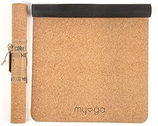 Myga Cork Yoga Mat - Natural Cork Top and Rubber Travel Yoga Mat Surface 100% non-slip - Eco-Friendly - Exercise Fitness Yoga Mat for Yoga, Pilates, Gymnastics - 183x 63cm, 2mm Thickness