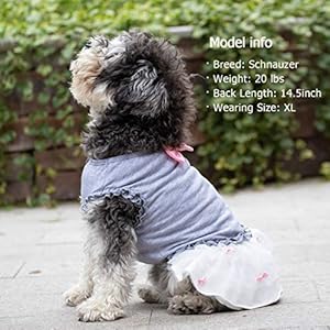 Kyeese dogs dress grey with pink bowtie pet puppy clothes for small dogs skirt dog clothes  urban country home decor
